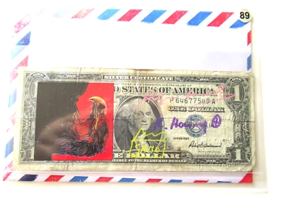 WARHOL/HARING/BASQUIAT:  "SEEADLER"  1US$ DOLLAR 3x signiert und skizziert - Bild 1 von 4