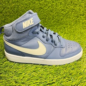 Nike Court Borough Mid 2 Boys Size 3.5Y Blue White Athletic Shoes Sneakers - Picture 1 of 10