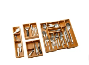 Seville Classics 4-piece Bamboo Expandable Drawer Organizer (new) - Picture 1 of 3