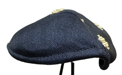 De colección Para Mujer Azul Marino Lino Con Cuentas Joyas Medio Sombrero Capuleto Julieta Gorra Foto 1 de 4