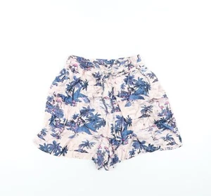 H&M Womens Pink Geometric Vinyl Basic Shorts Size 6 Regular Pull On - Picture 1 of 10
