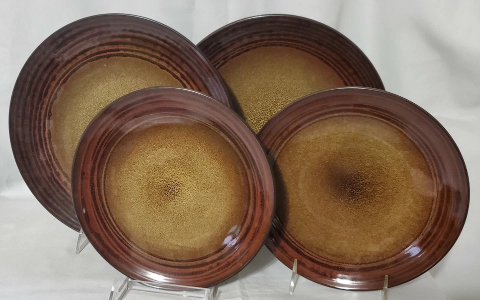 ROSCHER (2) Cena (2) Platos de Ensalada OAK HILL marrón reactivo gres esmaltado NUEVO Foto 1 de 4