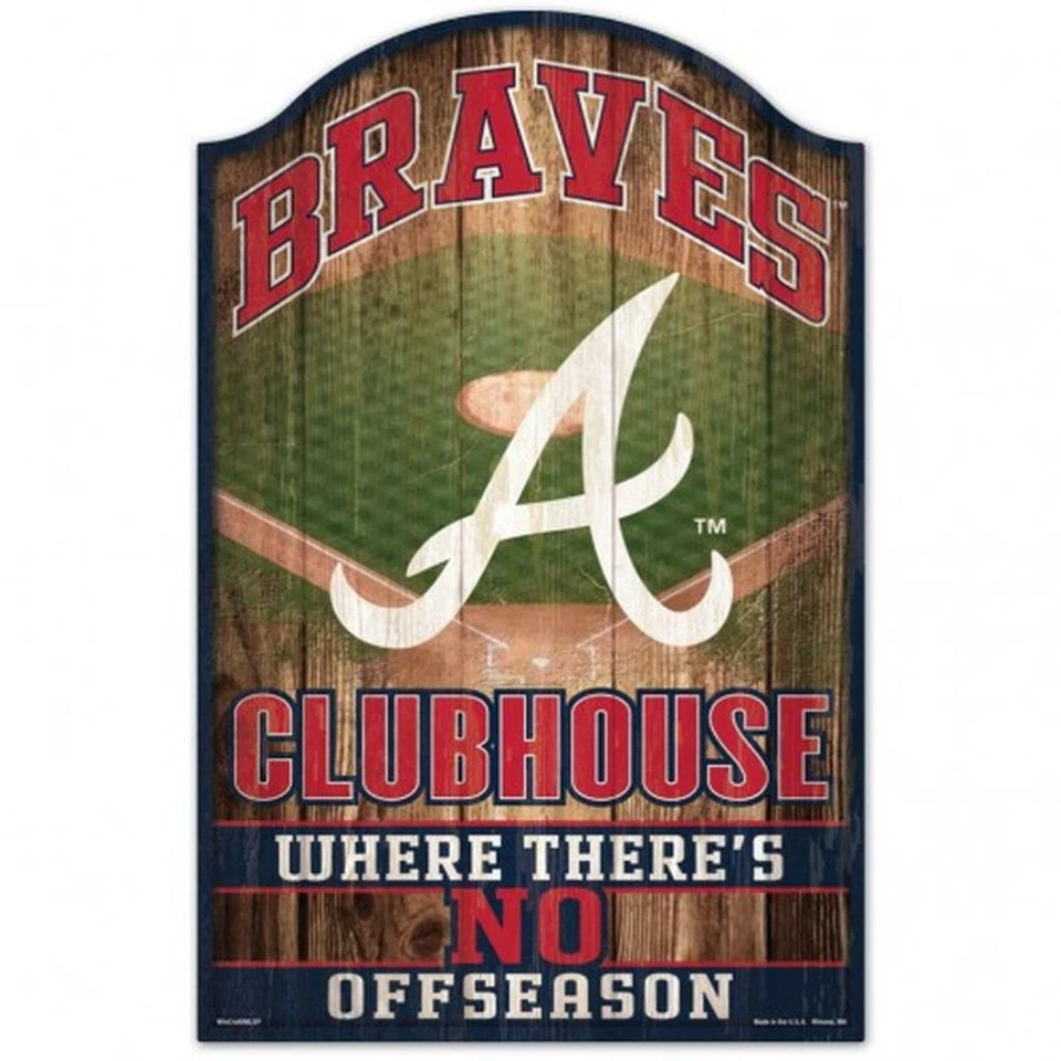 Atlanta Braves Fan Cave Design Wood Sign - 11" x 17" [NEW] MLB Wall Man - Image 1 of 1