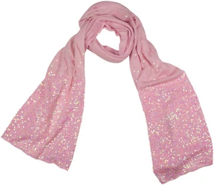 Cashmere Kaschmir Schal hand bestickt embroidered stole Pailletten Hellrosa - Bild 1 von 2