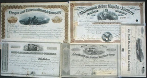 5 x frühe US Railroad Aktienzertifikate 1853 - 1885 - Bild 1 von 6
