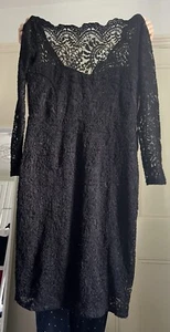 Vintage Next Black Lace Dress Size Large V Neck Gothic - Picture 1 of 4