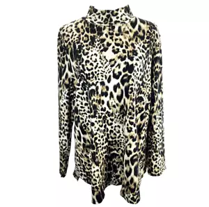 Top Chicos Mujer 3/XL Marrón Negro Estampado Leopardo Manga Larga Forrado - Imagen 1 de 10