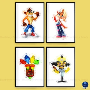 Crash Bandicoot Gioco Acquerello Splash Stampe Artistiche per Bambini - A5-A4-A3 - Foto 1 di 5