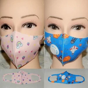 LOT OF 2 GIRLS BOYS RAINBOWS & ROCKETS AIR VENT WASHABLE FACE MASK INDIANA - Picture 1 of 1