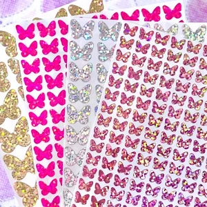 Holographic Sparkle Butterfly Stickers! - 0.3 to 1.5 inch - Picture 1 of 4