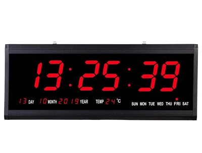 18.9 Inch Oversized LED Digital Wall Clock Large Display with Indoor Temperat... - Image 1 of 4