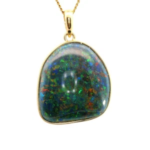 9ct Yellow Gold Handmade Pendant with Bezel Set Opal Triplet Iridescent Beauty - Picture 1 of 16