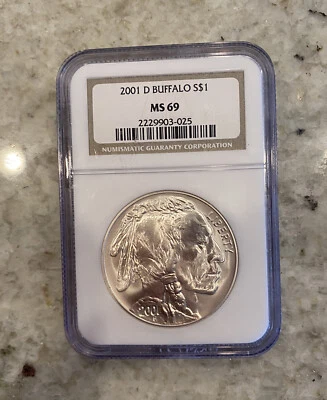 2001 D Buffalo Silver Dollar NGC MS69 (025) - Image 1 of 4