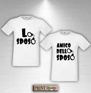T-shirt Addio al Celibato LO SPOSO e AMICO SPOSO Divertente Cartello Arrestato - Picture 1 of 3
