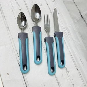 4 Adaptive Utensils Spoon Fork Knife set Disabilty Arthritis Solid Hand Grip - Picture 1 of 5