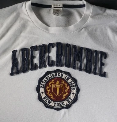 Abercrombie Shirt Mens 2XL White Embroidered Logo New York Muscle Fit Crest Tee - Image 1 of 4
