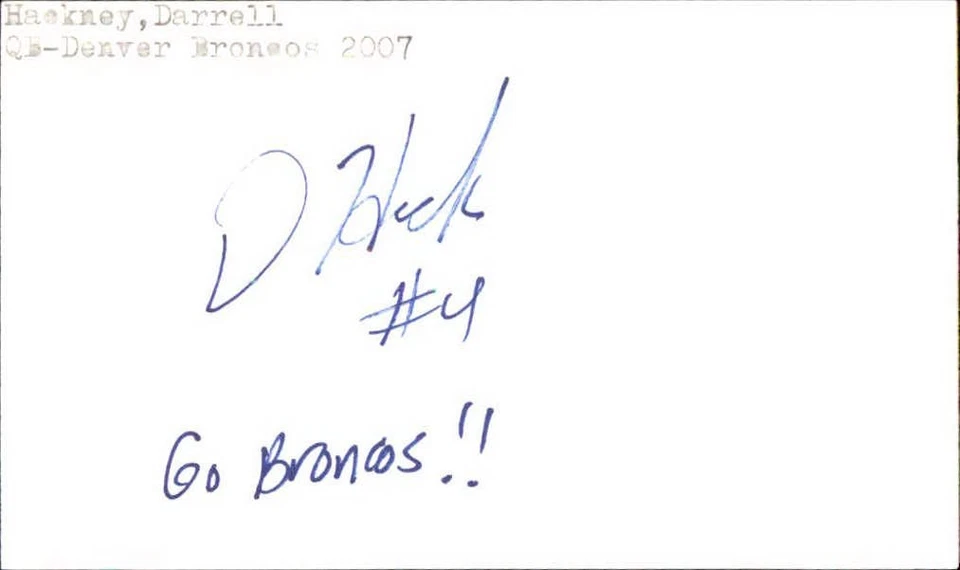 Darrell Hackney Signed 3x5 Index Card Cut  Autograph Den - Image 1 of 1
