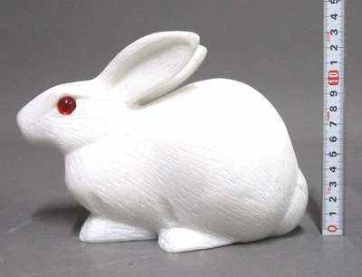 Rabbit Stone Statue 7.4 inch Width Japanese sculpture Figurine - Image 1 of 3