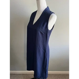 V Neck Dress Navy Blue Sleeveless Shift NEW J Crew 365 Crepe Size S - Afbeelding 1 van 10