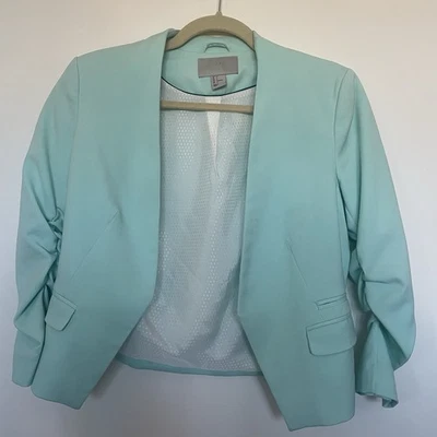 Blazer H&M Mujer Talla 6 Verde Menta Mangas Acanaladas Carrera Negocios Informal Oficial Foto 1 de 4