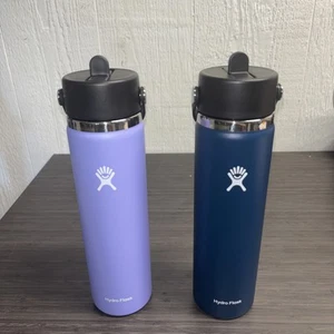 2 Hydro Flask 20 oz Boca Ancha Tapa Original con Tapa de Paja Flexible Púrpura y Azul - Imagen 1 de 11