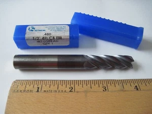 .480" Carbide Radius End Mill, .480" x 1/2" x 1-1/2" x 4", 4FL, .030R, CUSTOM - Picture 1 of 6