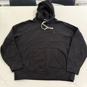 Polo Ralph Lauren Hoodie Herren Large Schwarz Kordelzug Rot Pony Logo - Bild 1 von 10