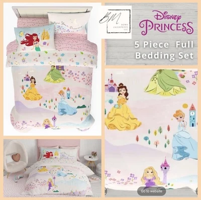 Disney Princess 5 Piece Full Bedding Set Reversible Comforter By Franco NEW - Image 1 of 4