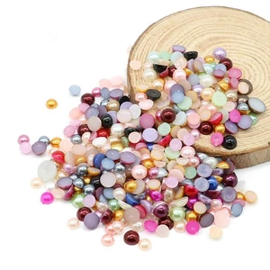 800 Mixed Colour Half Pearl Round Flatback Beads 6mm Imitation Pearls Scrapbook - Picture 1 of 6