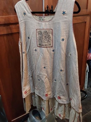 Hand Block Indian Cotton Sleeveless M/L Dress (Checked,  Stripped,  Floral ) - Image 1 of 4