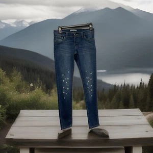 levis 710 super skinny Kids Blue Jeans Size 16 Regular with stars on the knees - Picture 1 of 4