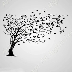 WILLOW TREE WIND Reusable Stencil A3 A4 A5 Art Romantic Shabby Chic Craft / T51 - Picture 1 of 5
