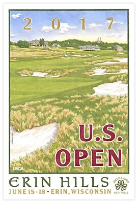 Póster de golf Lee Wybranski edición limitada 2017 US Open Erin Hills Foto 1 de 4