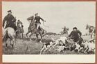 Russian Cossacks Horses. Dogs hunting to wolf. Russian postcard 1953 Shmarinov🐶