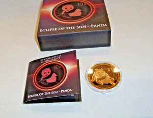 1oz 2015 .999 SILVER "ECLIPSE of the SUN PANDA" Black Ruthenium + 24KT ROSEGold - Picture 1 of 4