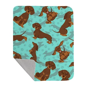 Chocolate and Tan Dachshund Quilted Blanket 50x60 MLM1017LQB - Picture 1 of 5