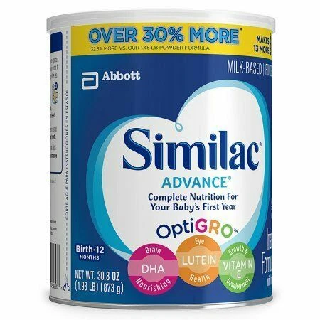 Similac Advance OptiGRO Infant Baby Formula - 1.93lb