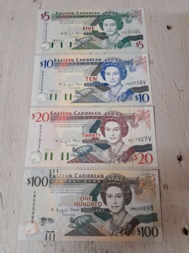 Easter Caribbean Central Banknotes Uncirculated $5, $10, $20 & $100