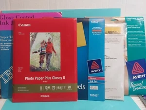 Lot 5 Packs Avery, IBM & Glossy Canon Etc Photo Paper, Cards, Envelopes Mixed - Picture 1 of 6