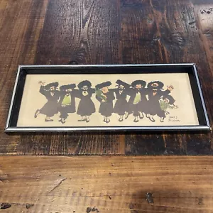 Vintage Rabbi Kunst tanzende Rabbiner von N.Cohen seltene jüdische Kunst - Bild 1 von 7