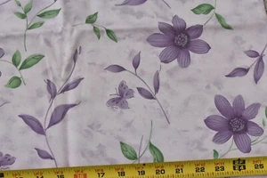 33" Long, Vintage/Lavender Flowers Butterflies Heavier-Wght Cotton/Springs,P4136 - Picture 1 of 5