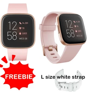 Fitbit Versa 2 Smartwatch Yoga Heart Rate Monitor with S+L Sizes Gold(open box) - Picture 1 of 7