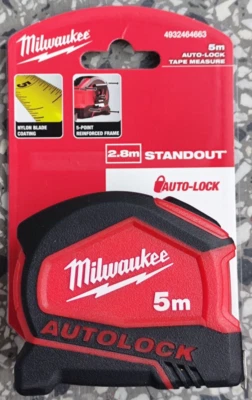 Milwaukee 932464663 Autolock Tape Measure 5m/25mm (Metric Only) Red - Image 1 of 4