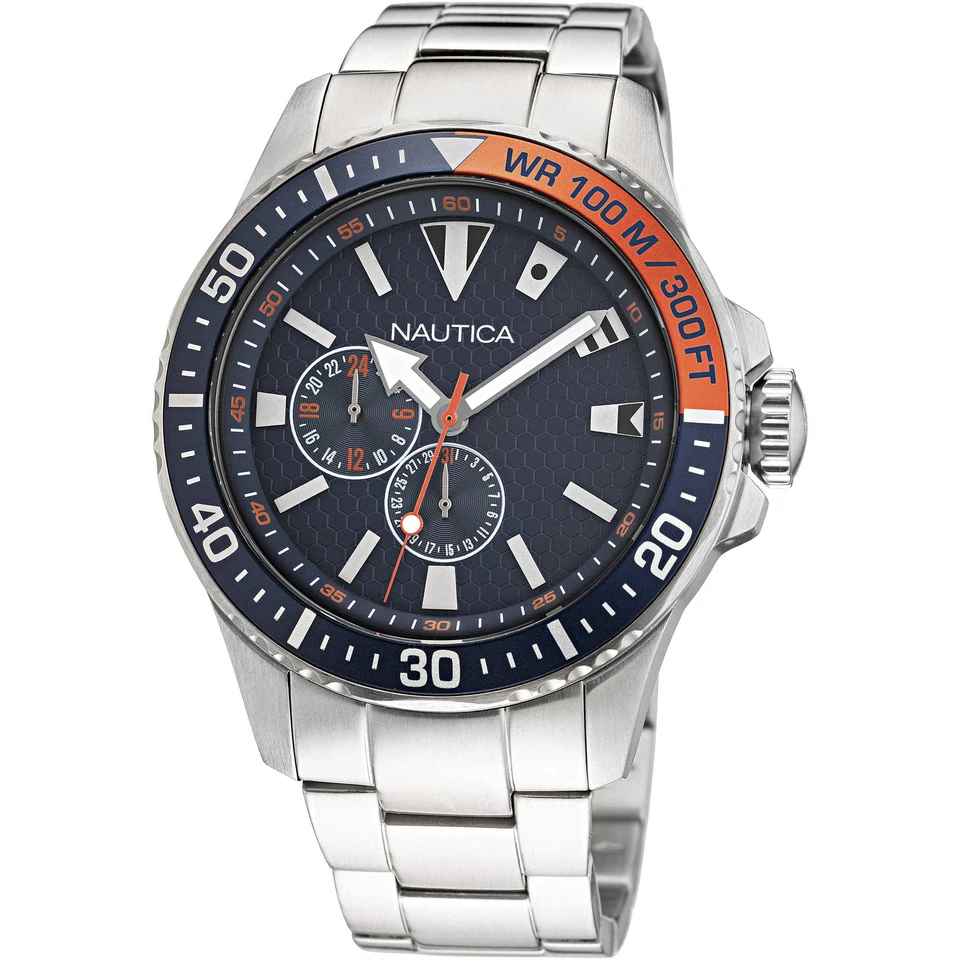 Mens Wristwatch NAUTICA FREEBOARD NAPFRF030 Stainless Steel Blue Sub 100mt - image 1 of 1
