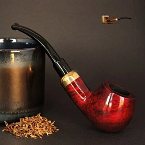 Pipa para fumar tabaco de madera hecha a mano Mr. Brog 124 doblada roja militar brezo + caja - Imagen 1 de 5