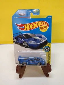 2017 Hot Wheels #166 HW Speed Graphics 1/10 2016 FORD GT RACE Blue w/Chrome - Picture 1 of 1