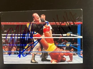 Hulk Hogan Vs Sgt. Slaughter Signed Wrestlemania 2 W Photo Card #11 - Picture 1 of 5