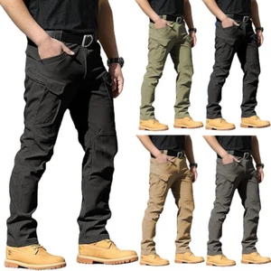 Pantalones tácticos para hombre resistentes al agua Ripstop senderismo pantalones de trabajo con múltiples bolsillos - Imagen 1 de 30