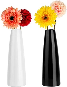 Ceramic Vase of 2,Vase Set with 4 Artificial Flower,Unique Home Decor,Ideal Shel - Picture 1 of 8