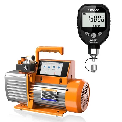 Bomba de vacío Elitech SVP-7 inteligente 7 CFM 2 etapas VG-760 medidor de vacío inalámbrico Foto 1 de 4